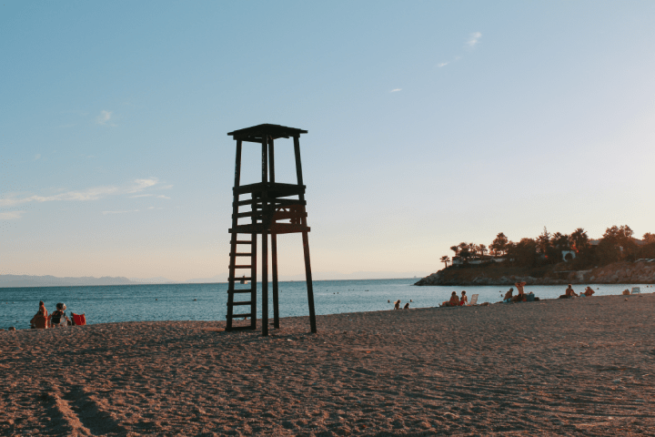 a wooden lifeguard's tower at glyfada